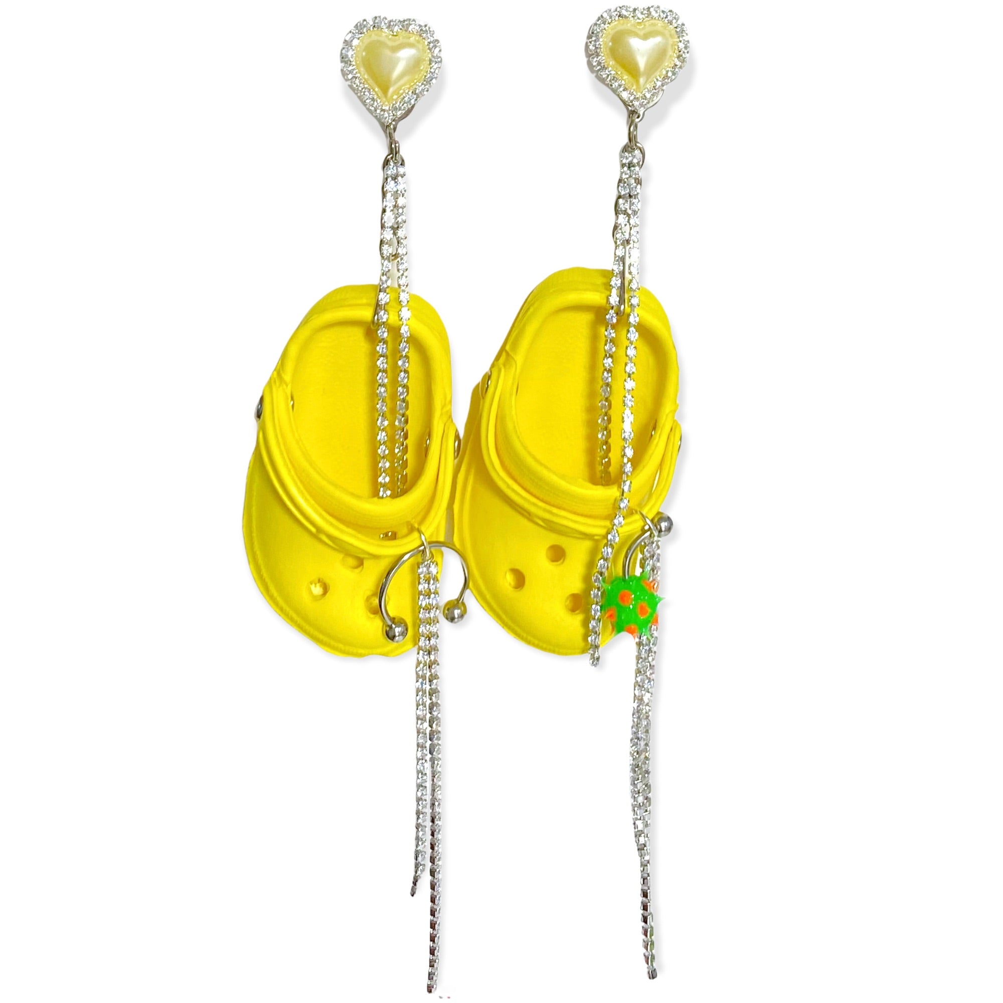 Yellow Bedazzled Mini Croc Earrings