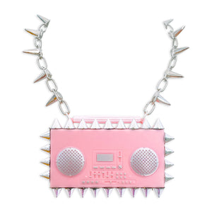 Spiked Pink Boombox Necklace