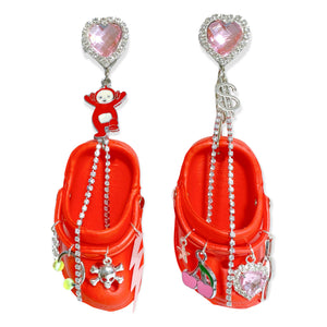 Red Bedazzled Mini Croc Earrings