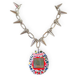 Spiked Bedazzled Tamagotchi Necklace
