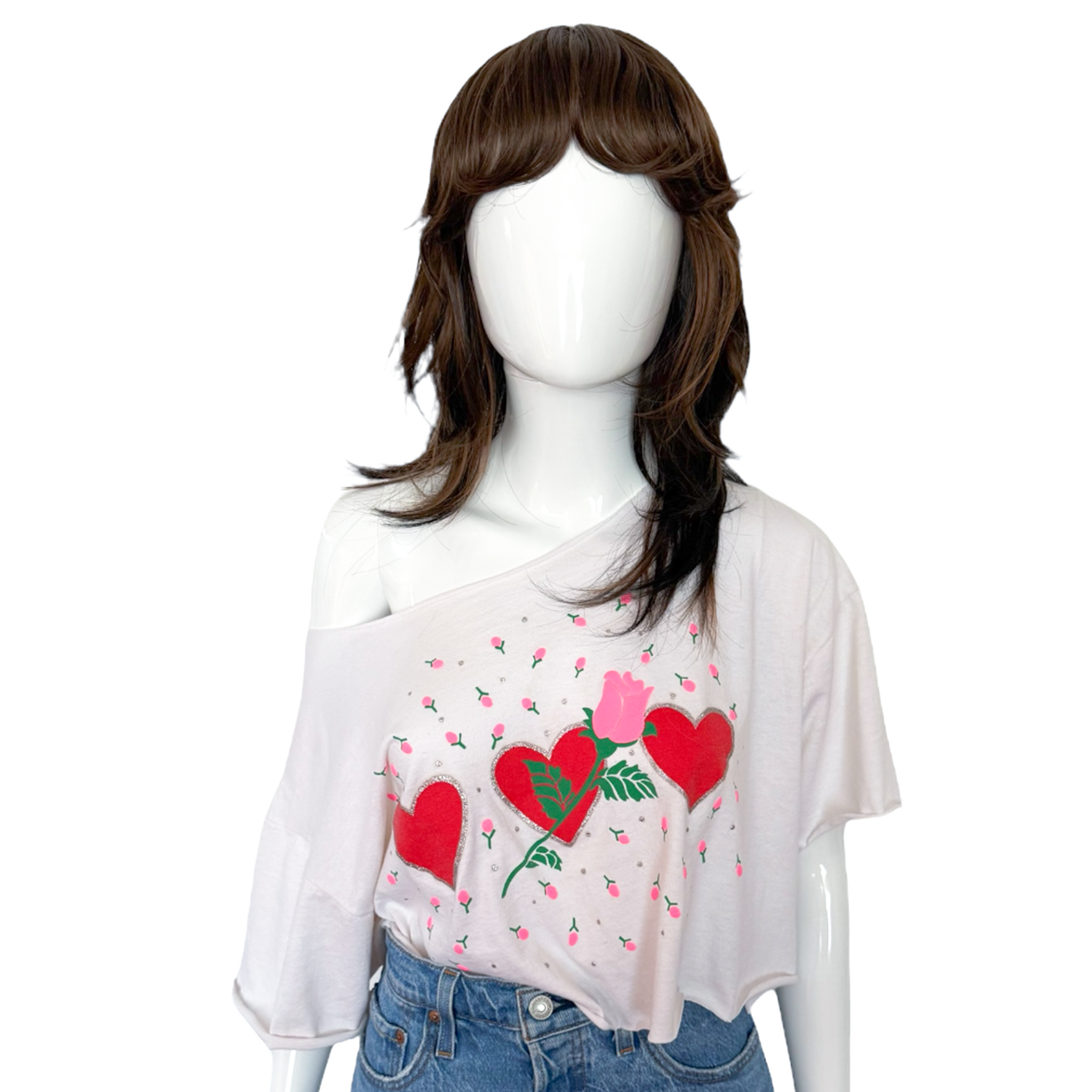 80'S HEARTS N' ROSES CROPPED VTG T-SHIRT