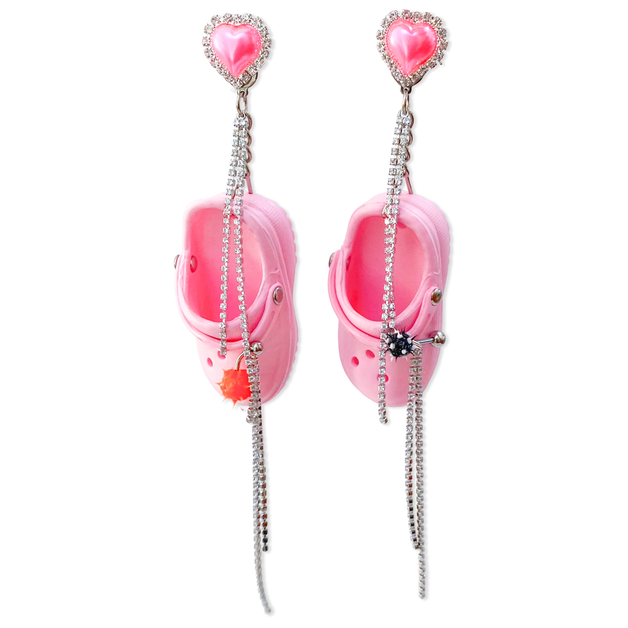 Pink Bedazzled n' Pierced Mini Croc Earrings