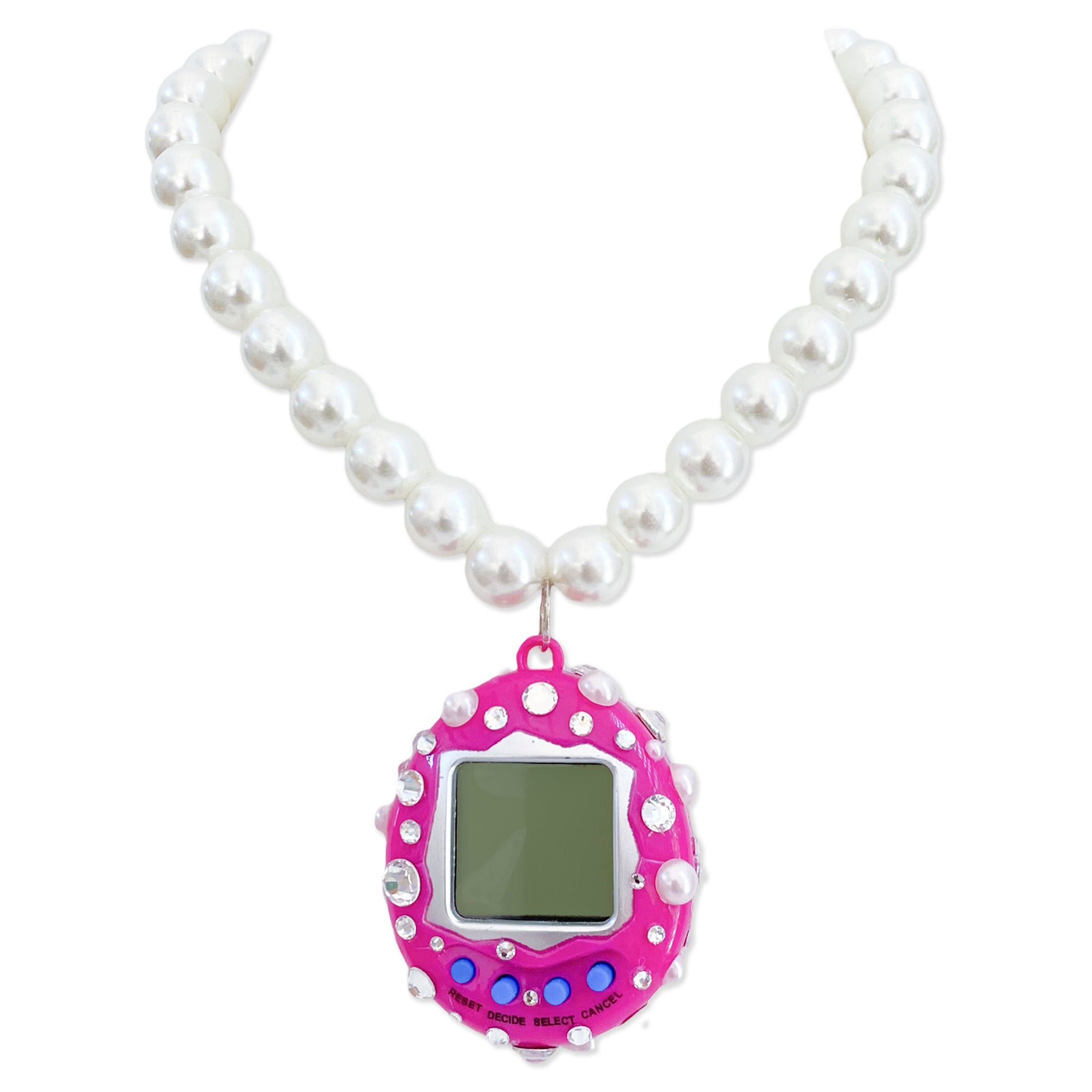 Pink Bedazzled Cyber Pet Necklace