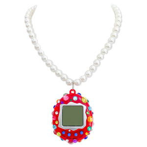 Red Bedazzled Cyber Pet  Necklace