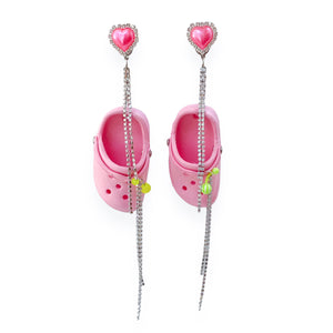 Pink Bedazzled n' Pierced Mini Croc Earrings