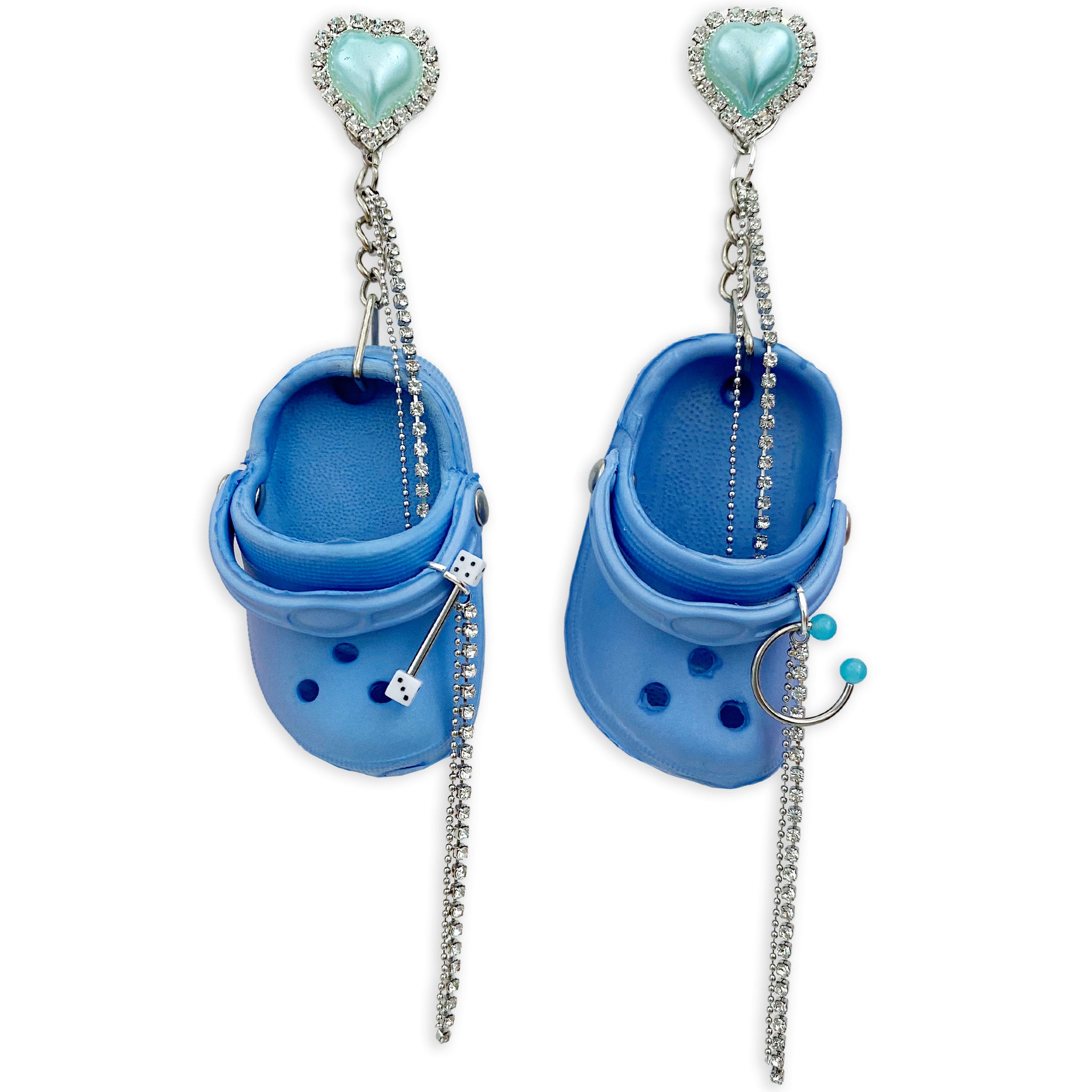 Blue Bedazzled Mini Croc Earrings