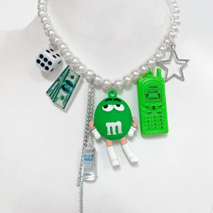 Booty Call Green M&M Necklace