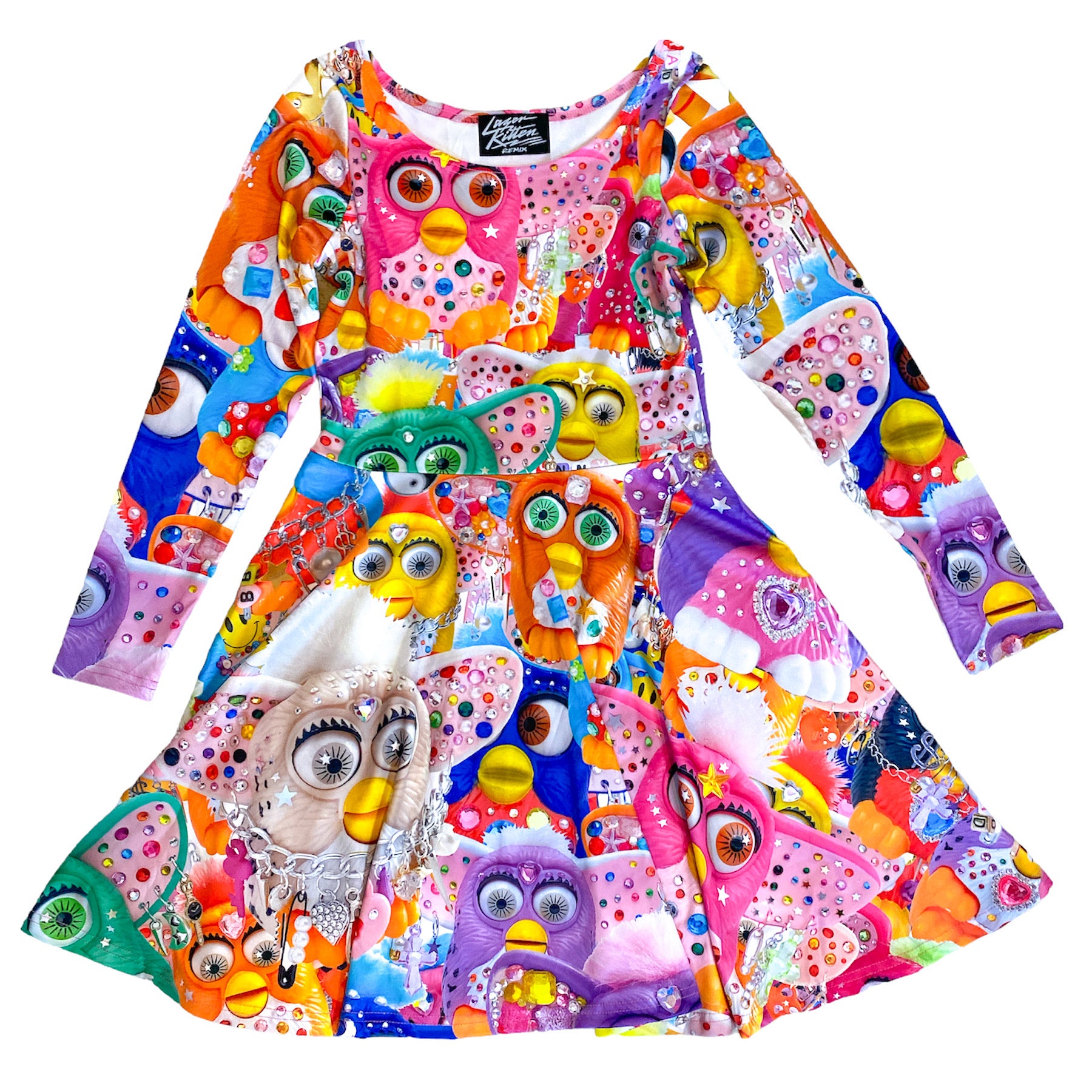 MEDIUM/LARGE 1-OFF BEDAZZLED FURBY SKATER DRESS