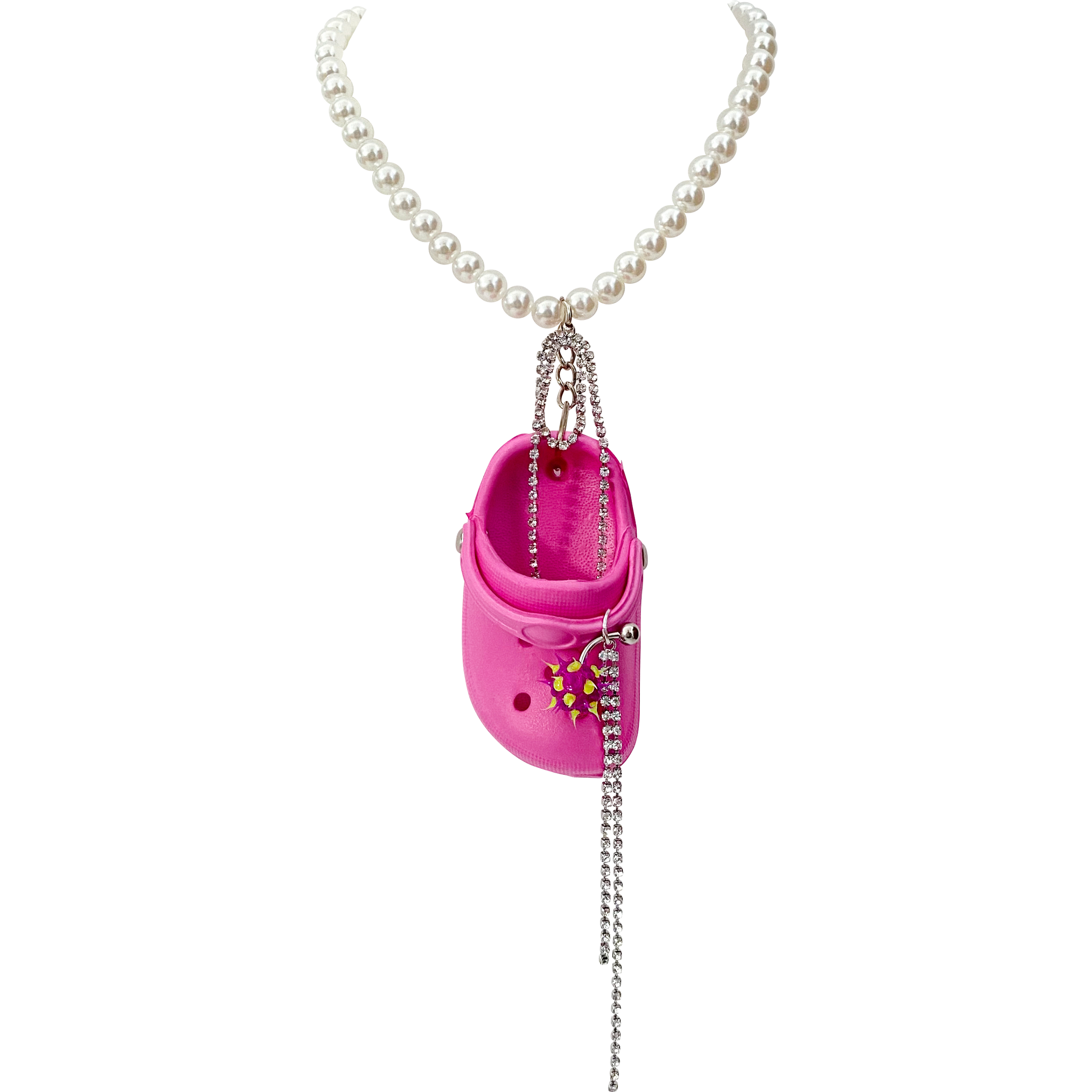 Pink Bedazzled Mini Croc Necklace