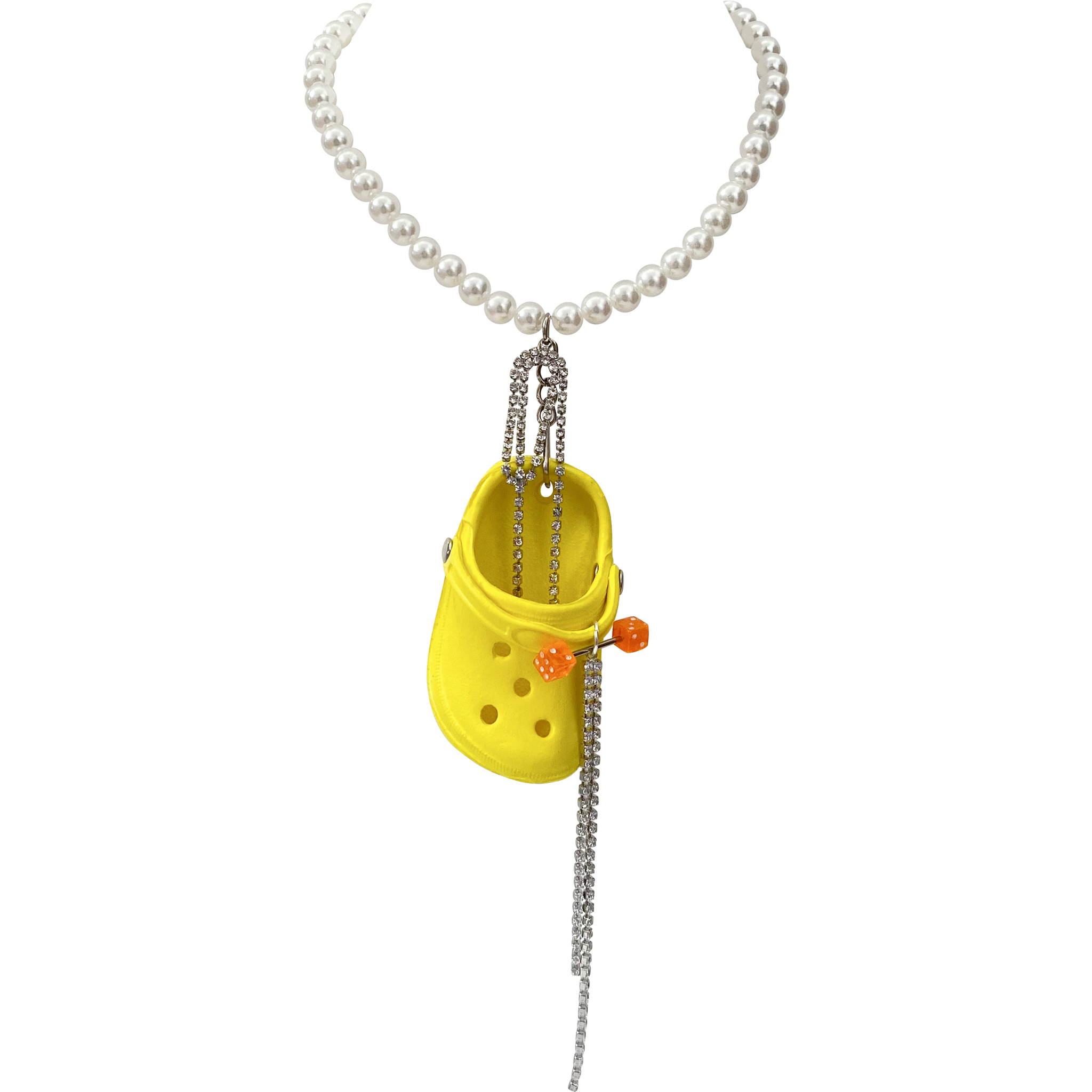 Yellow Bedazzled Mini Croc Necklace