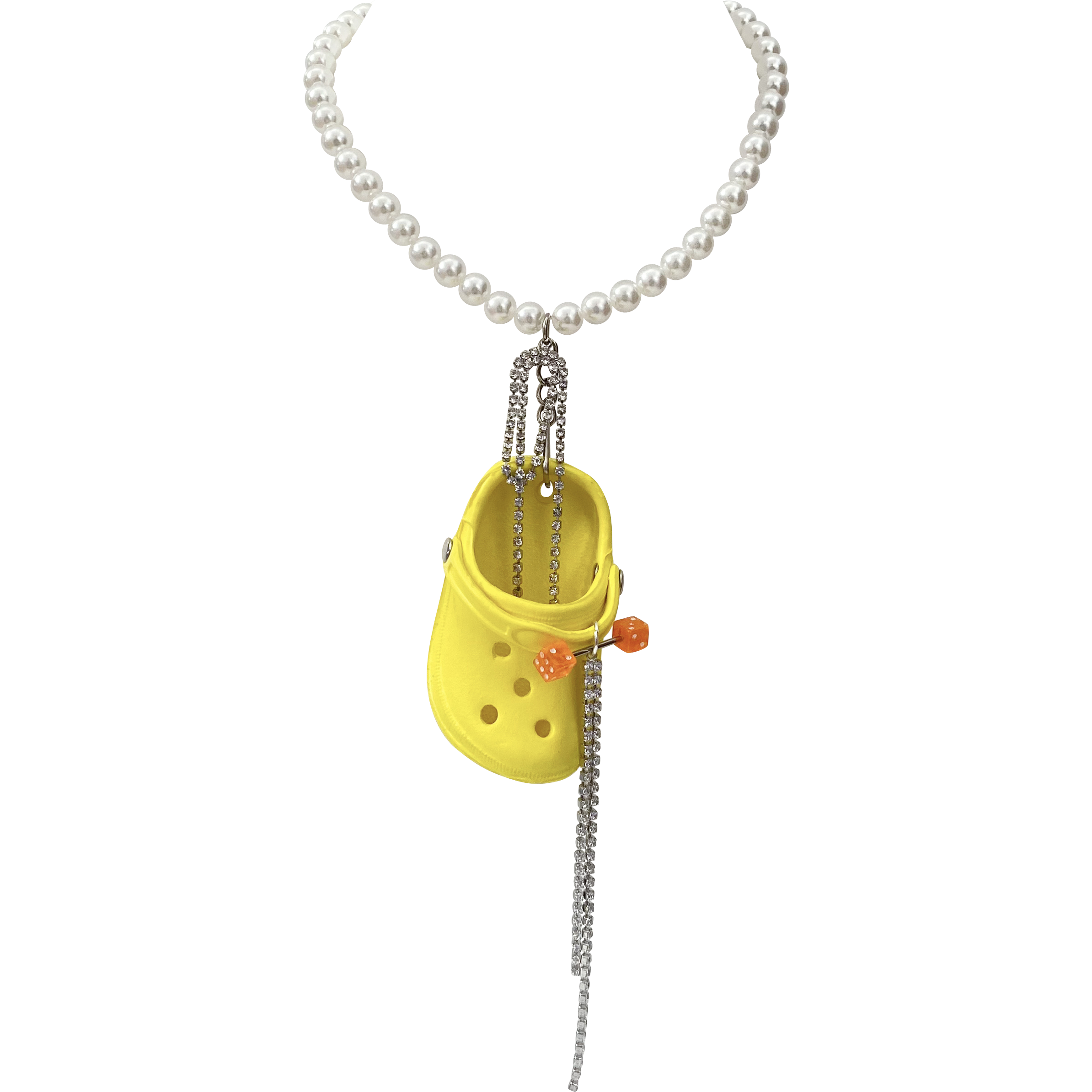 Yellow Bedazzled Mini Croc Necklace Laser Kitten