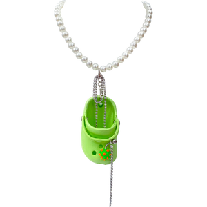 Green Bedazzled Mini Croc Necklace