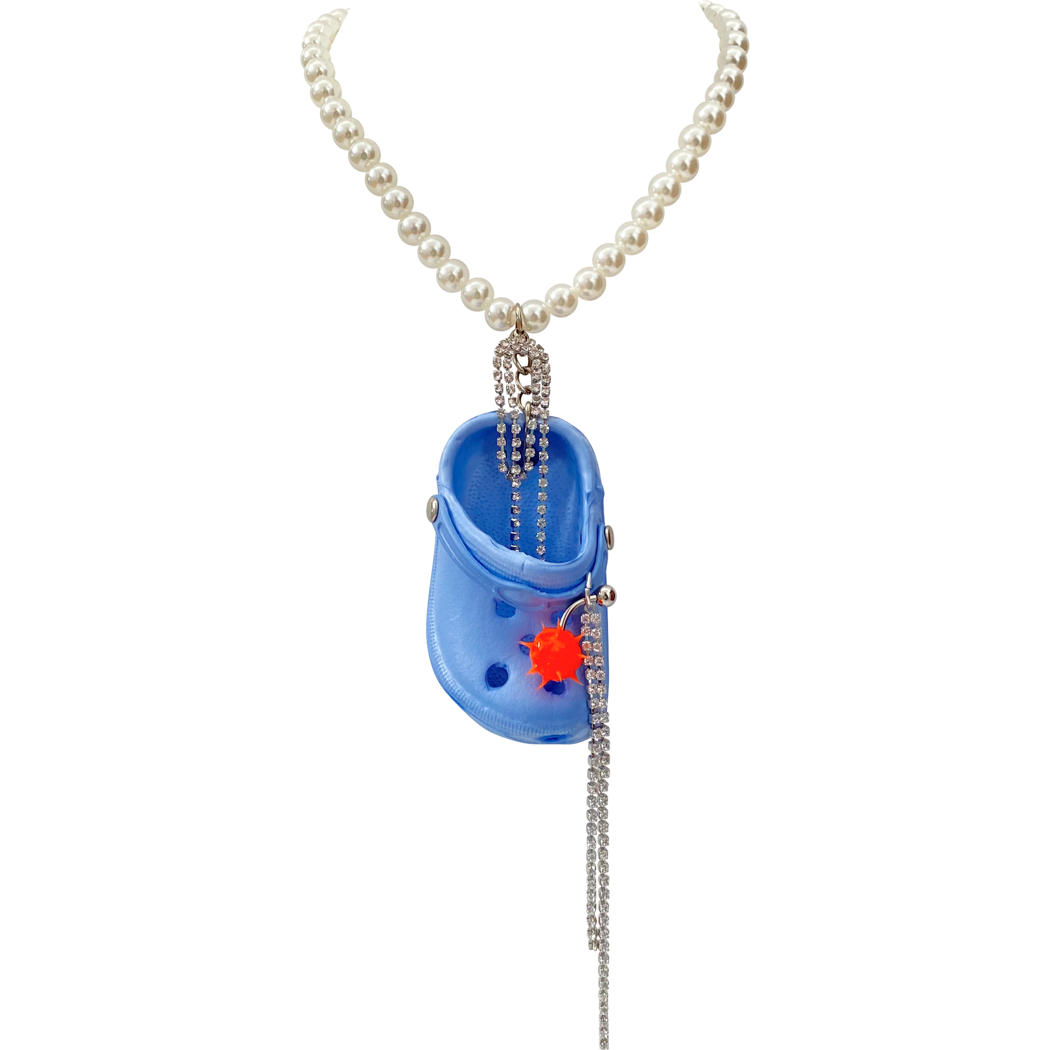 Blue Bedazzled Mini Croc Necklace