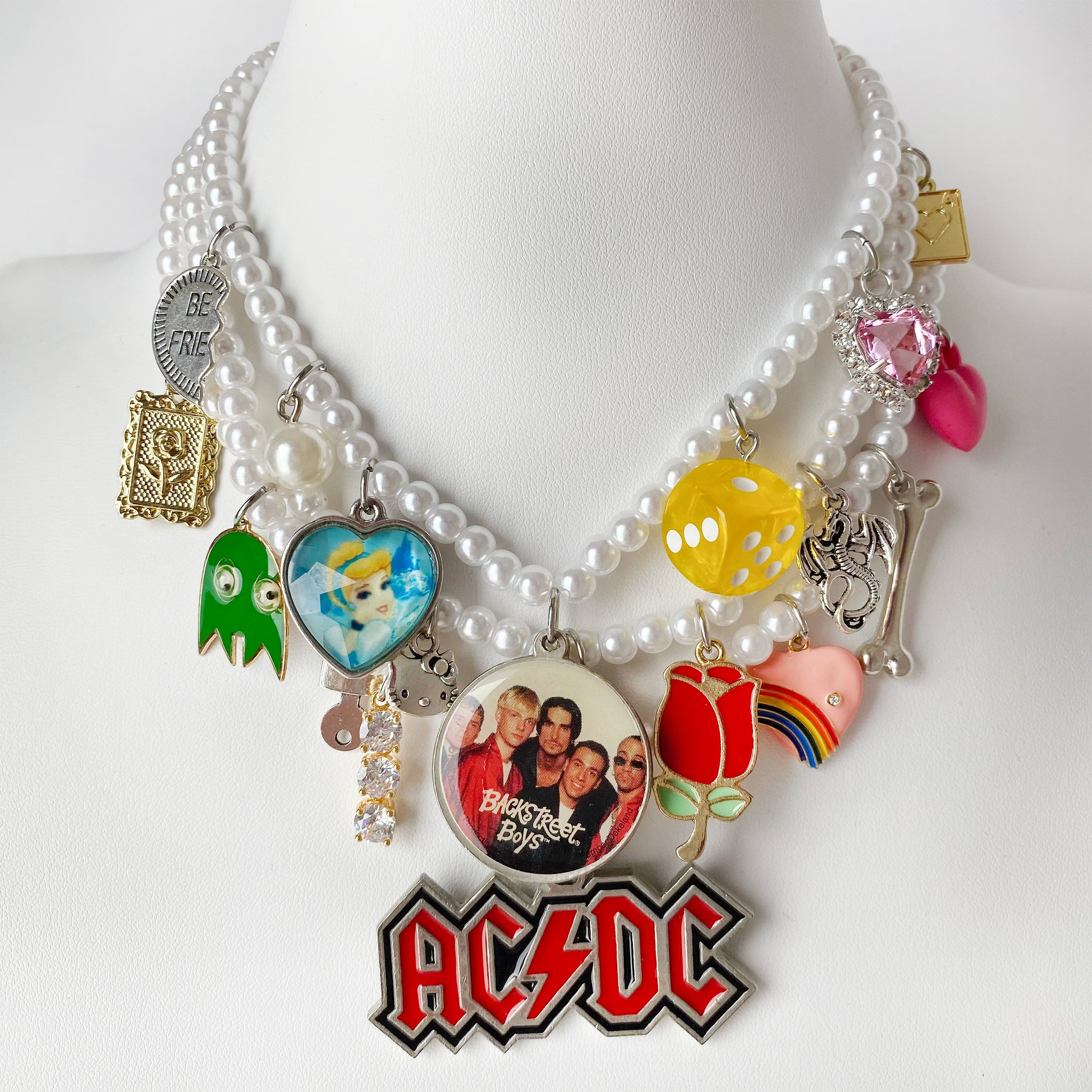 ACDC/Backstreet Boys Vintage Remix Charm Necklace