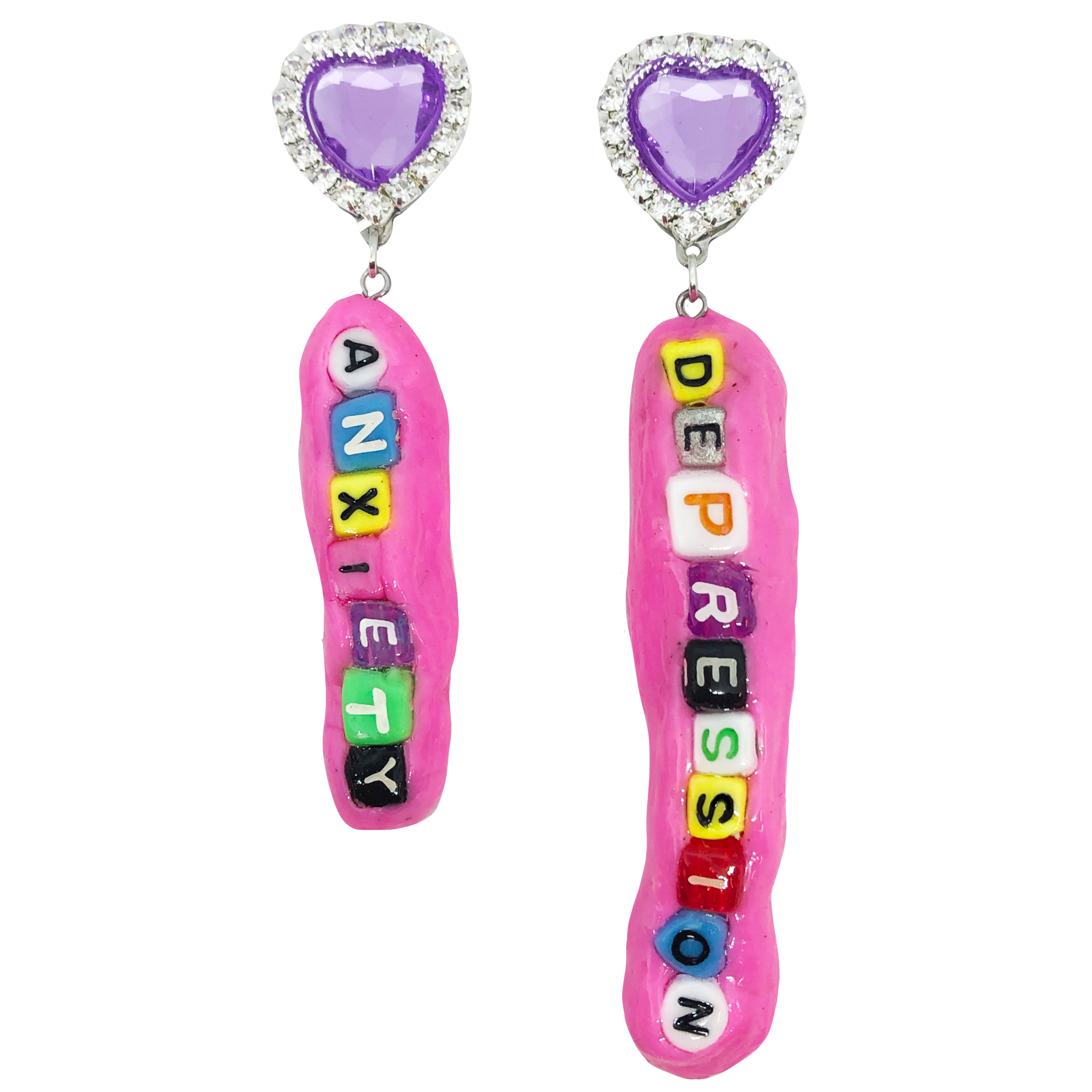 Pink Anxiety Depression Earrings