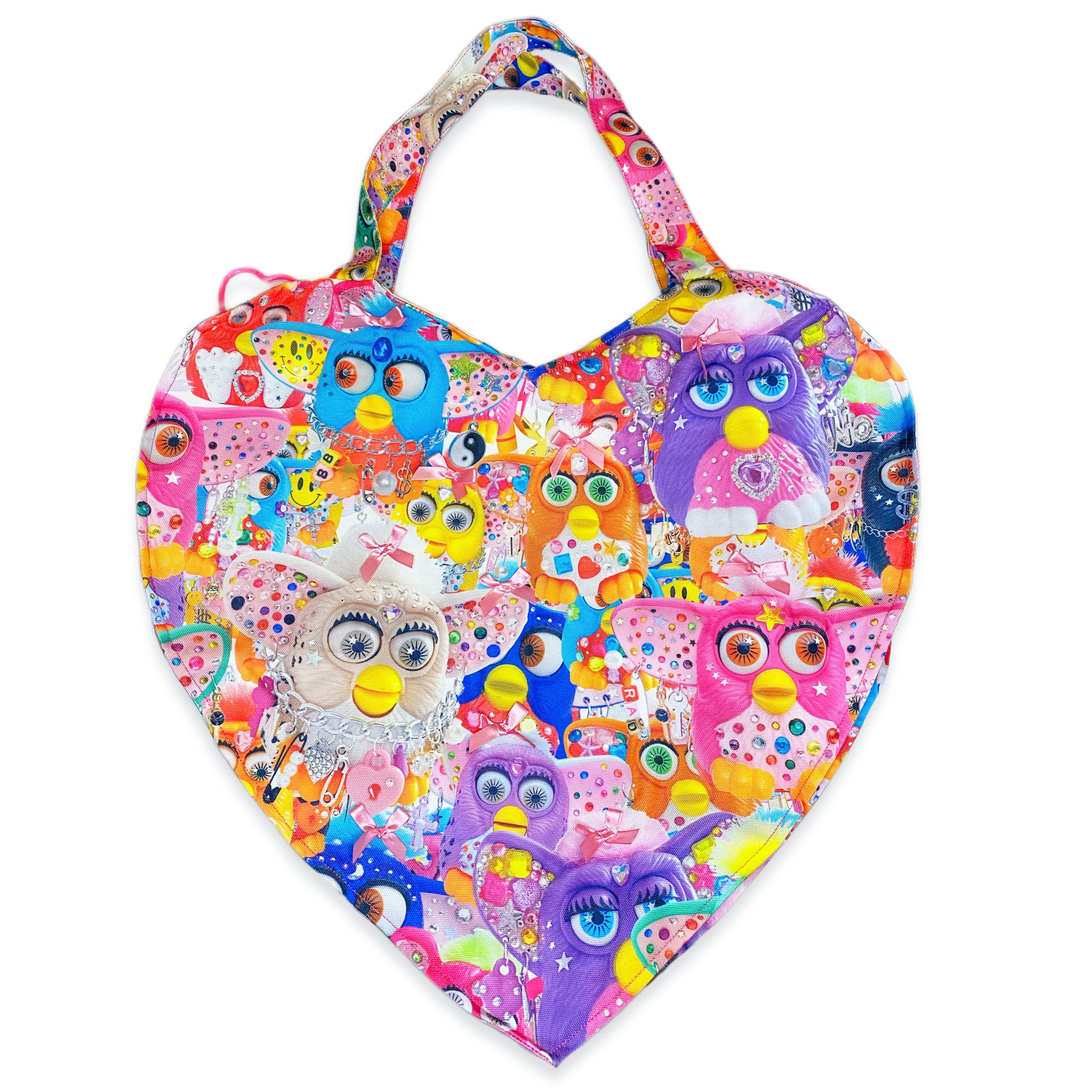 BEDAZZLED FURBY W/ PINK BOWS GIANT HEART BAG