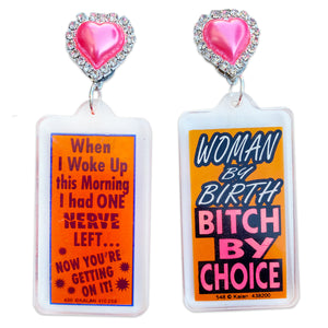 Bitch By Choice 80's Keychain Earrings