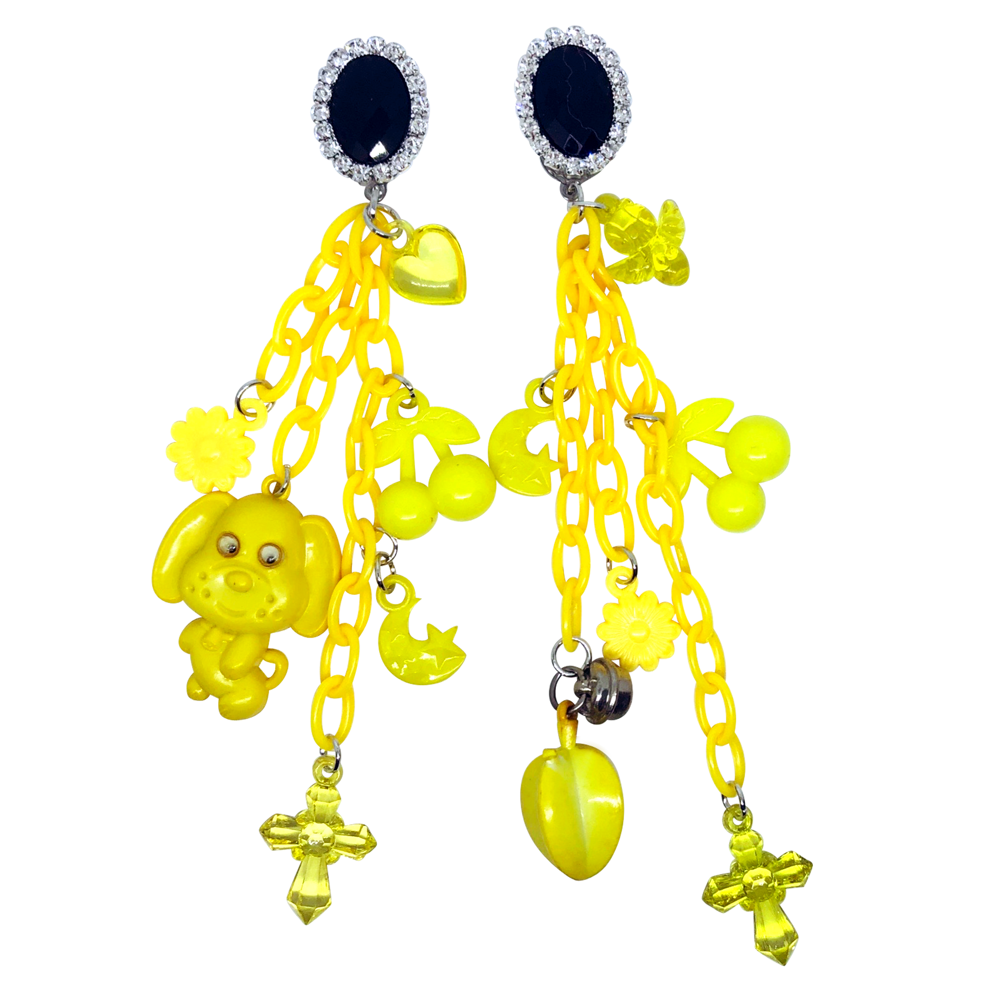 Vintage Black And Yellow Charm Earrings (4388169416787)