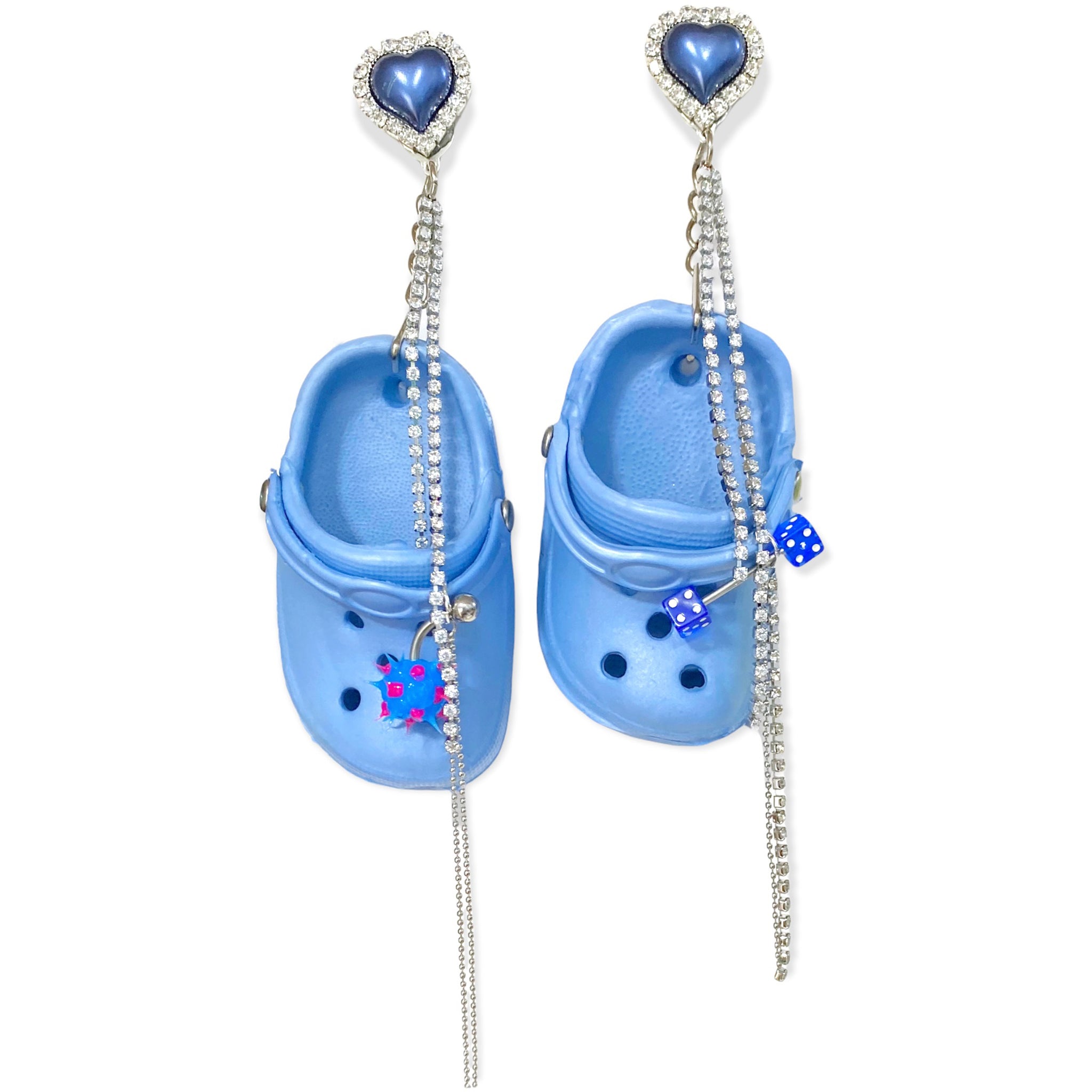 Blue Bedazzled Mini Croc Earrings