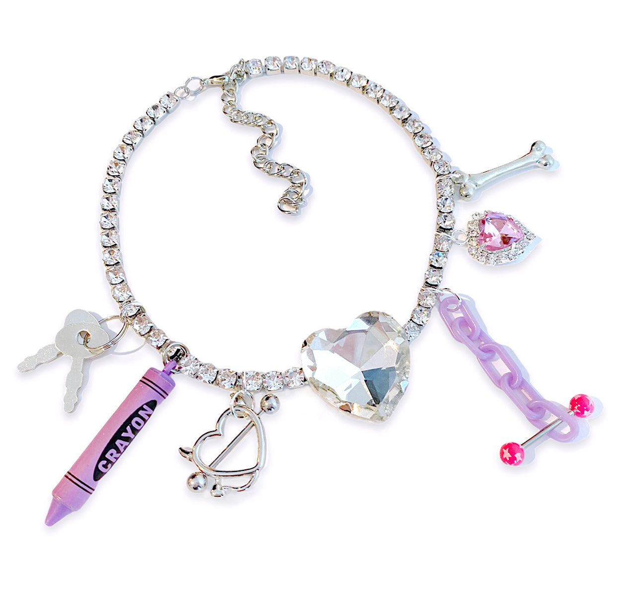 Crystal Heart Charm Necklace