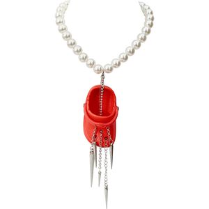 Red Bedazzled Mini Croc Necklace