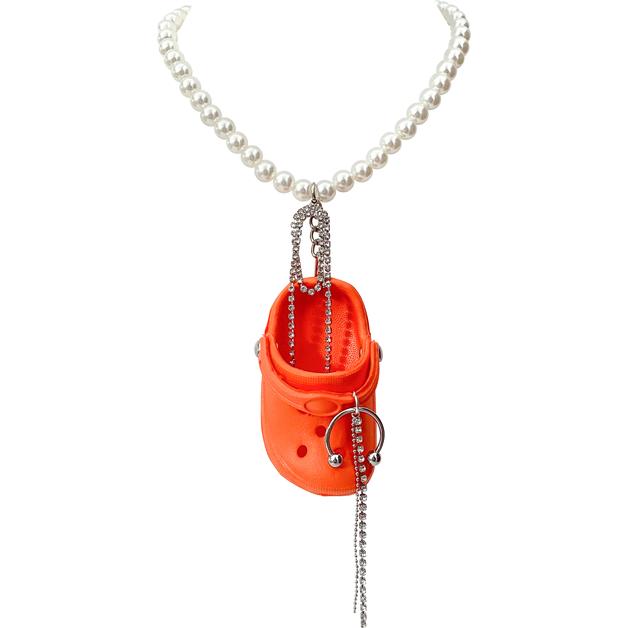 Orange Bedazzled Mini Croc Necklace