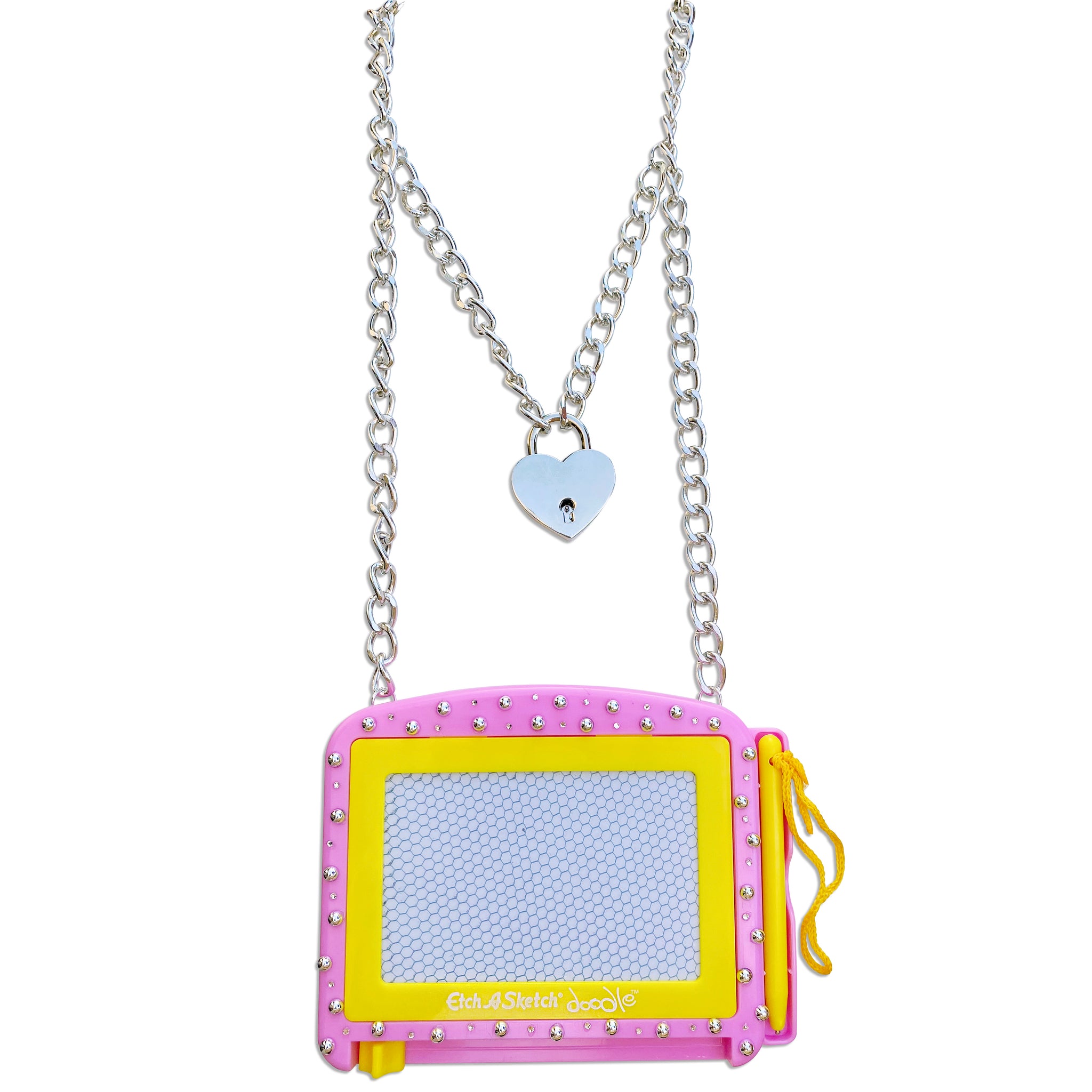 Bedazzled Etch A Sketch Toy Punk Necklace