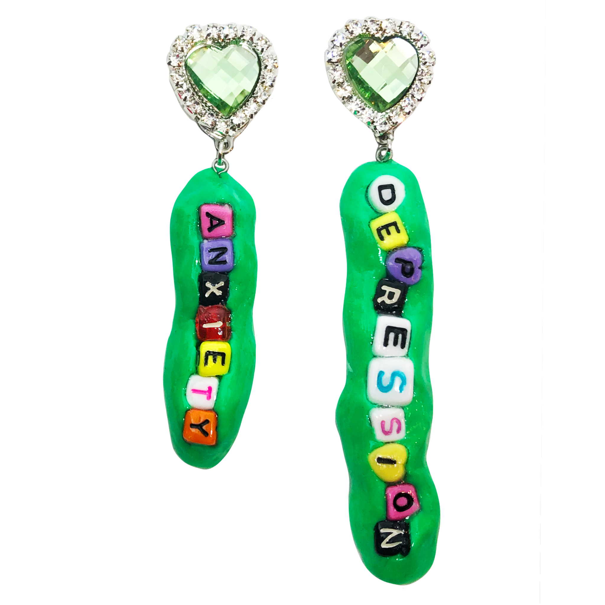 Green Anxiety Depression Earrings