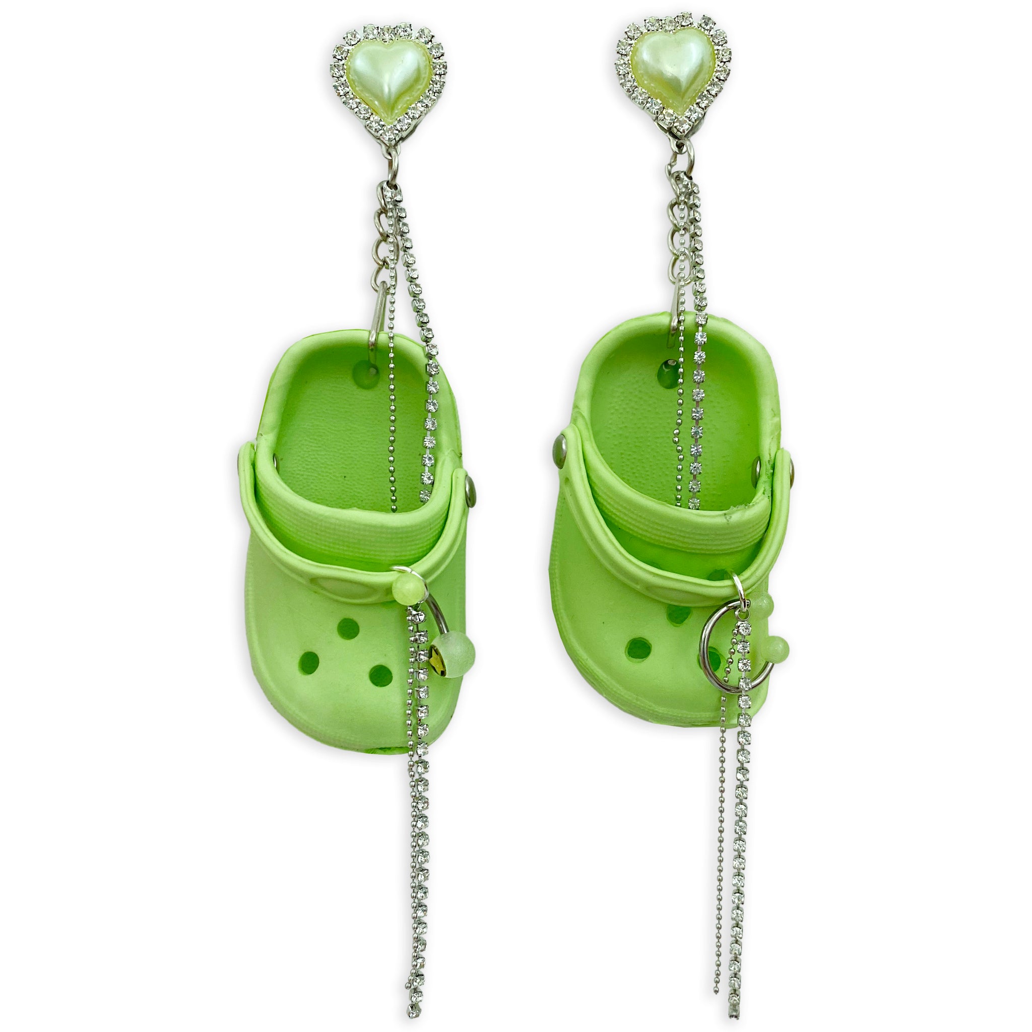 Green Bedazzled Mini Croc Earrings