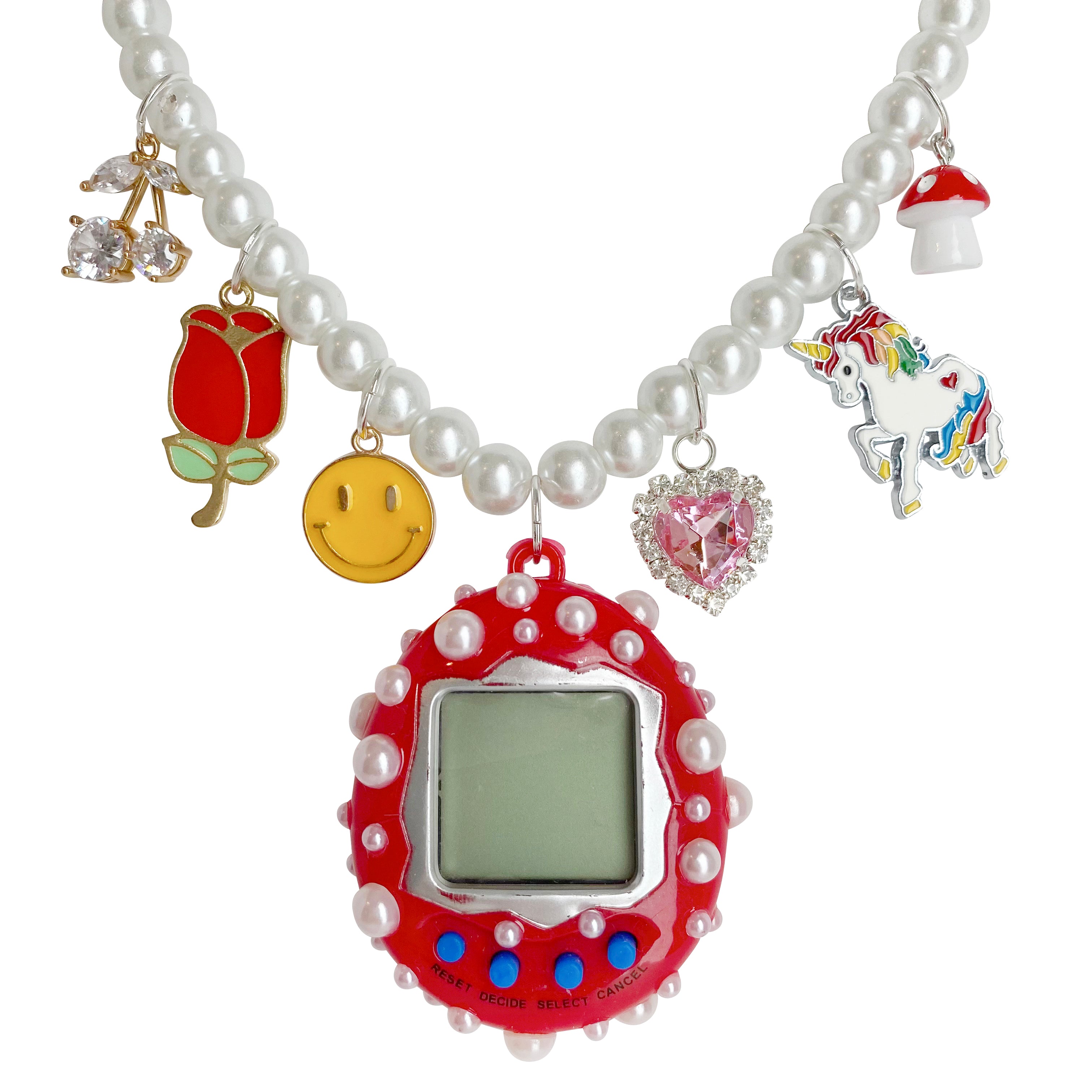 Bedazzled Tamagotchi Charm Necklace