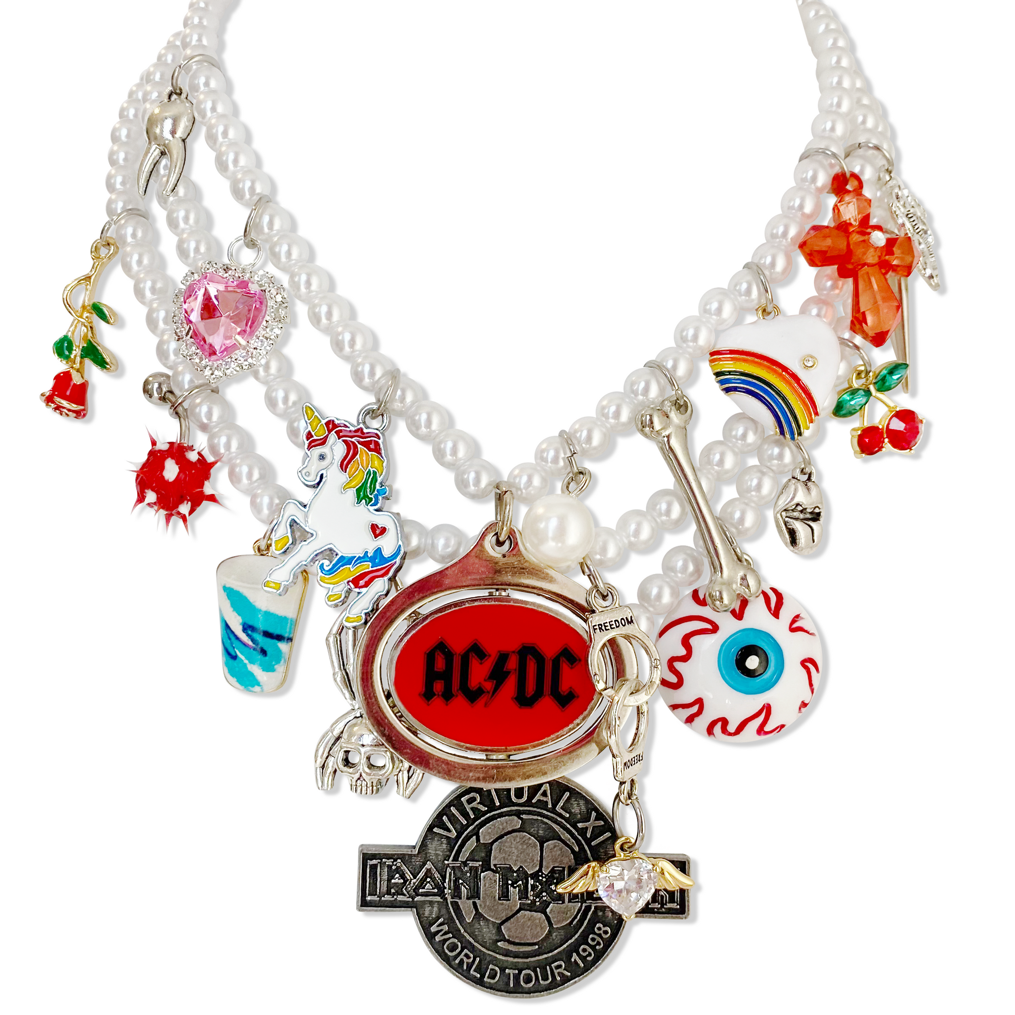Iron Maiden/ACDC Vintage Remix Charm Necklace