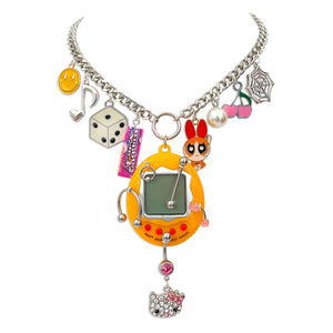 Orange Pierced N' Charmed Cyber Pet Necklace