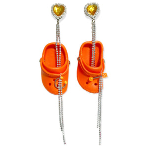 Orange Bedazzled Mini Croc Earrings