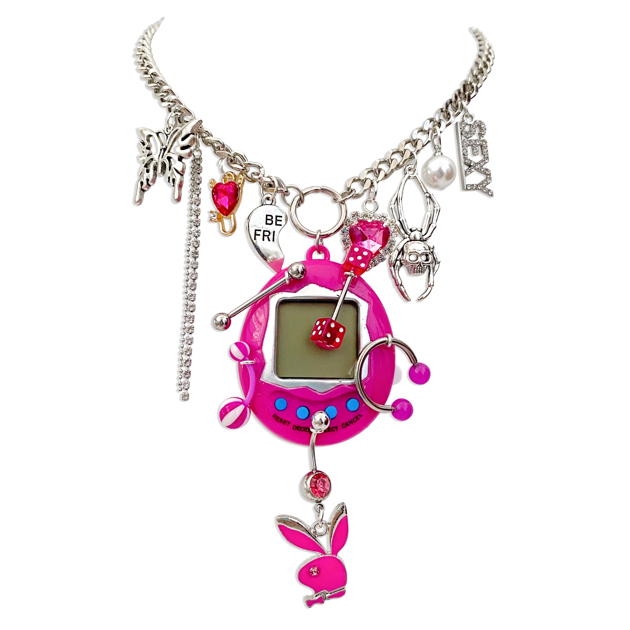 Pink Pierced N' Charmed Cyber Pet Necklace