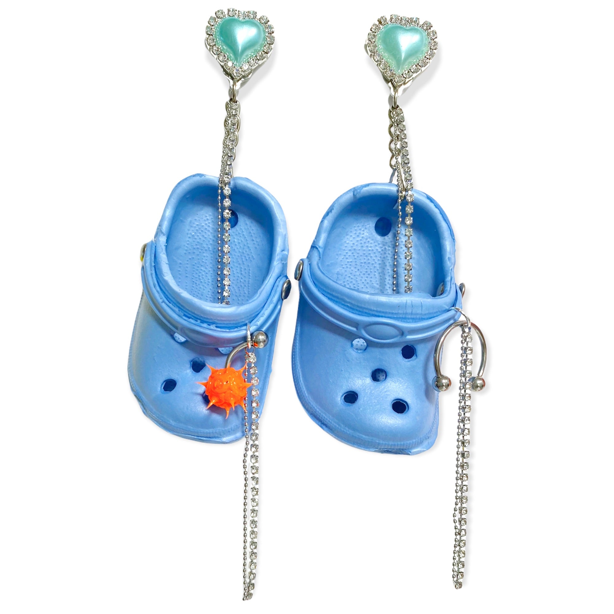 Blue Bedazzled Mini Croc Earrings – Laser Kitten