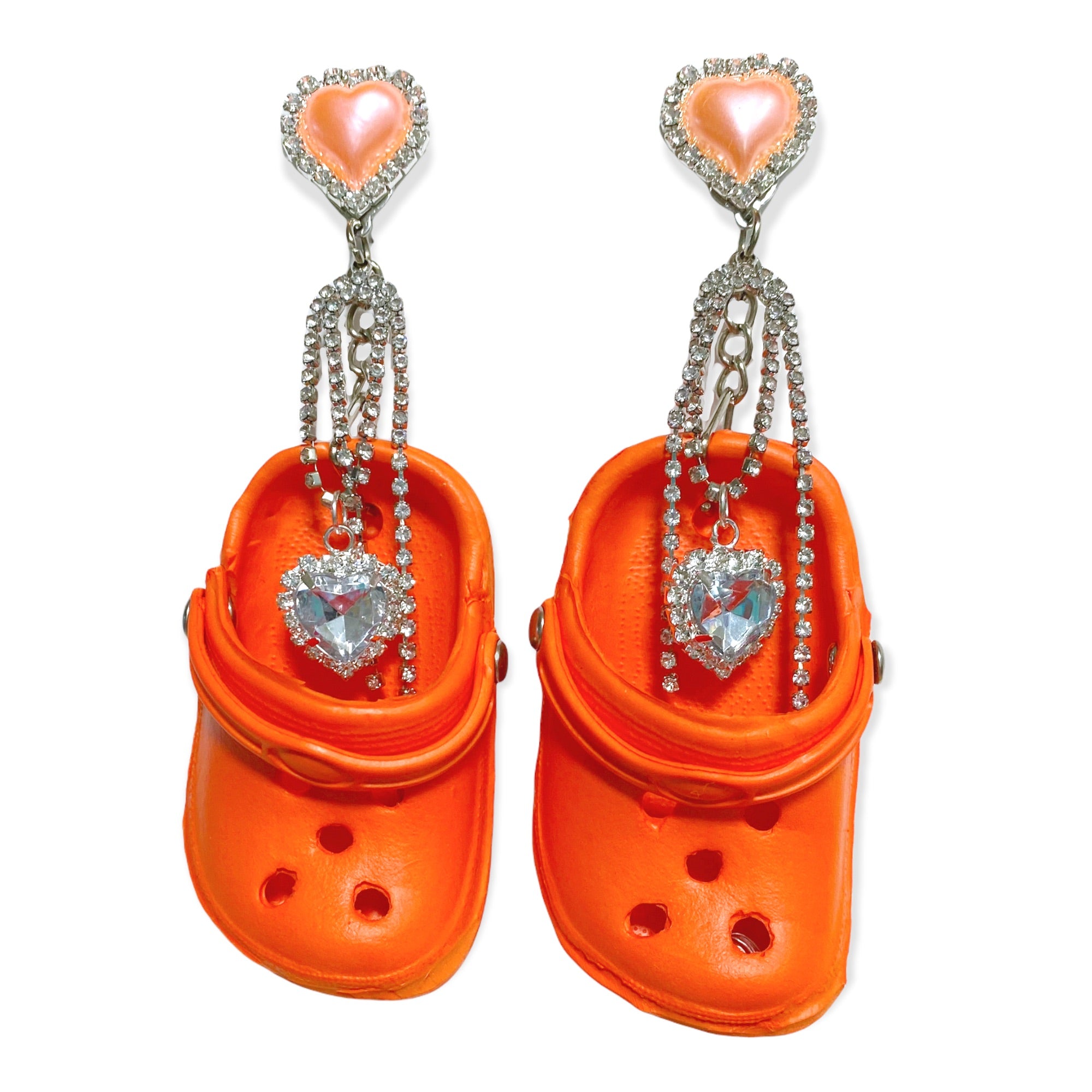 Orange Bedazzled Mini Croc Earrings