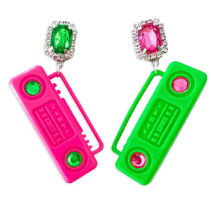 Barbie Pink + Green Boombox Earrings
