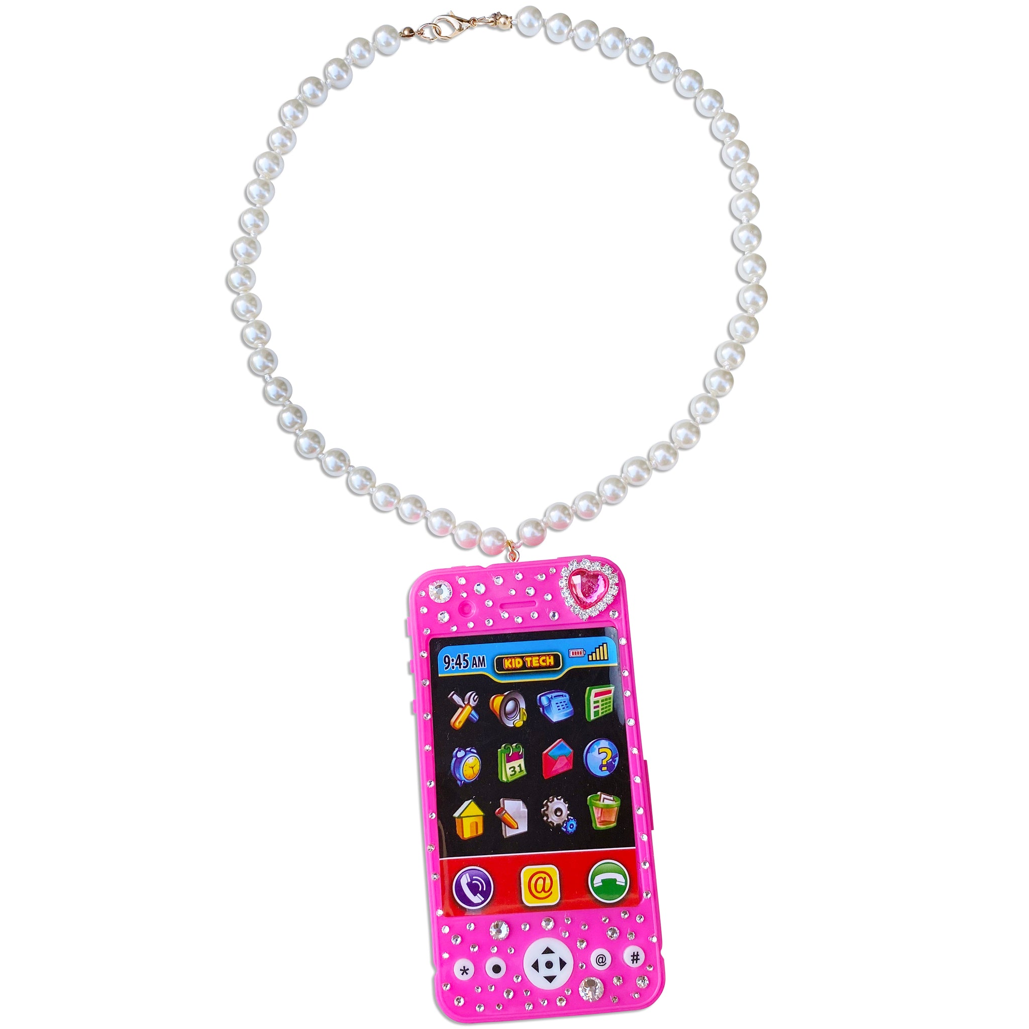 Bedazzled Pink Toy Phone Necklace