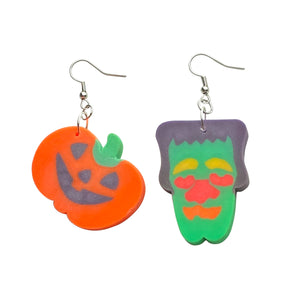 (Slightly imperfect) Lisa Frank 90's Halloween Eraser Charm Earrings