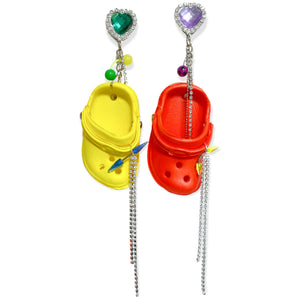 Red + Yellow Bedazzled Mini Croc Earrings