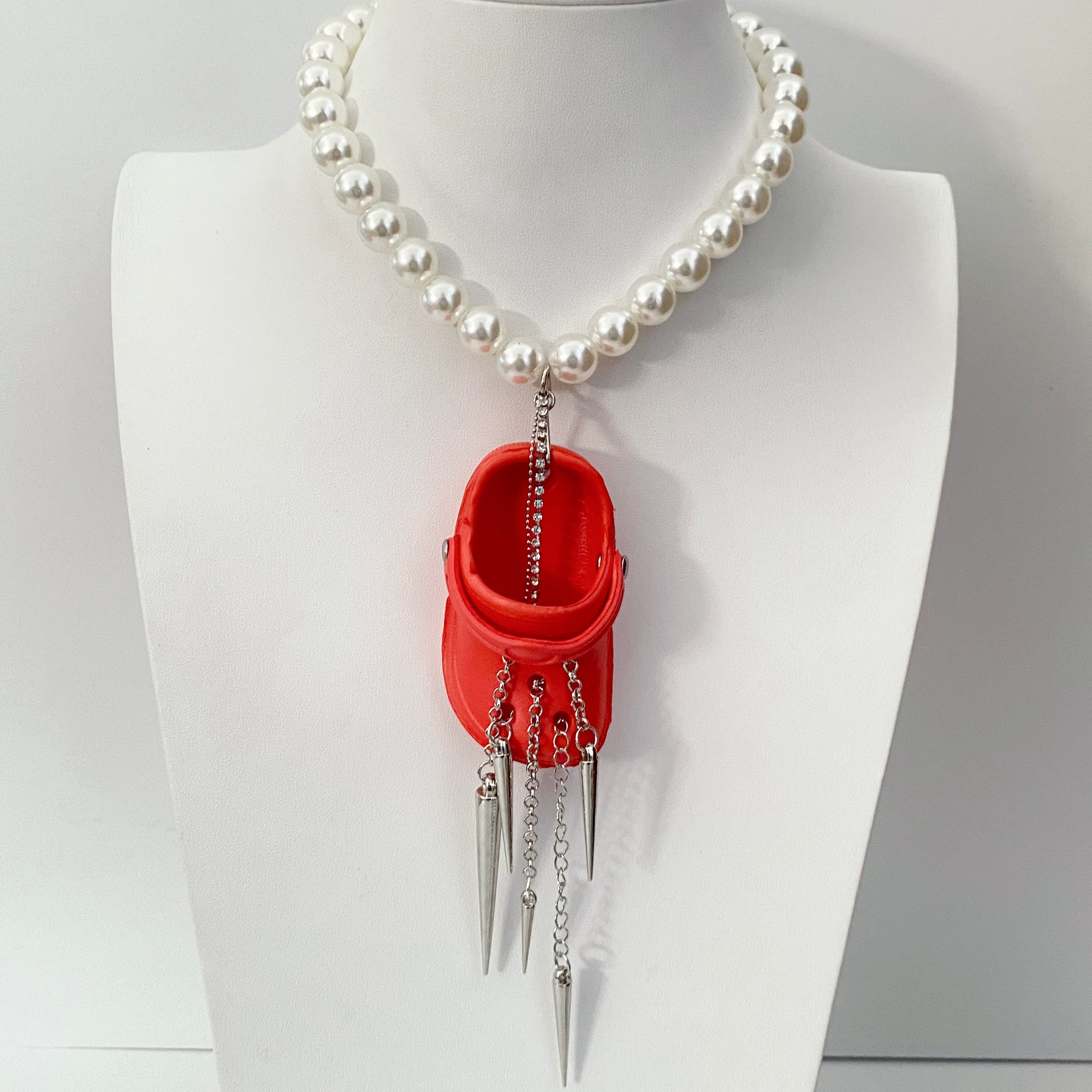 Red Bedazzled Mini Croc Necklace