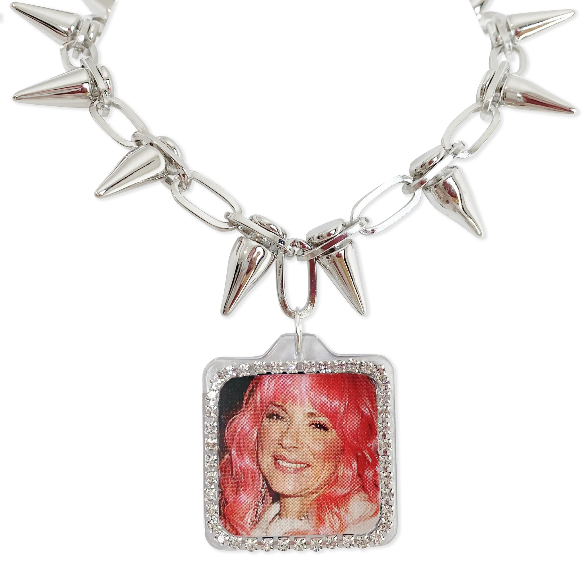 Pink Haired Samantha Bedazzled Vintage Remix Necklace