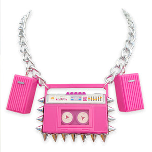 Pink Barbie Boombox N' Speakers Necklace