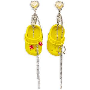 Yellow Bedazzled Mini Croc Earrings