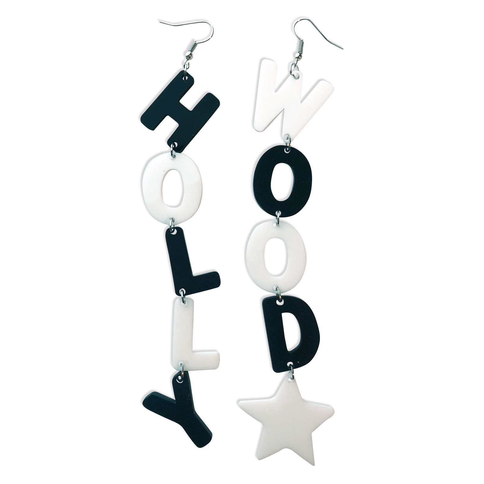 B&W HOLLYWOOD STAR EARRINGS (4380453601363)