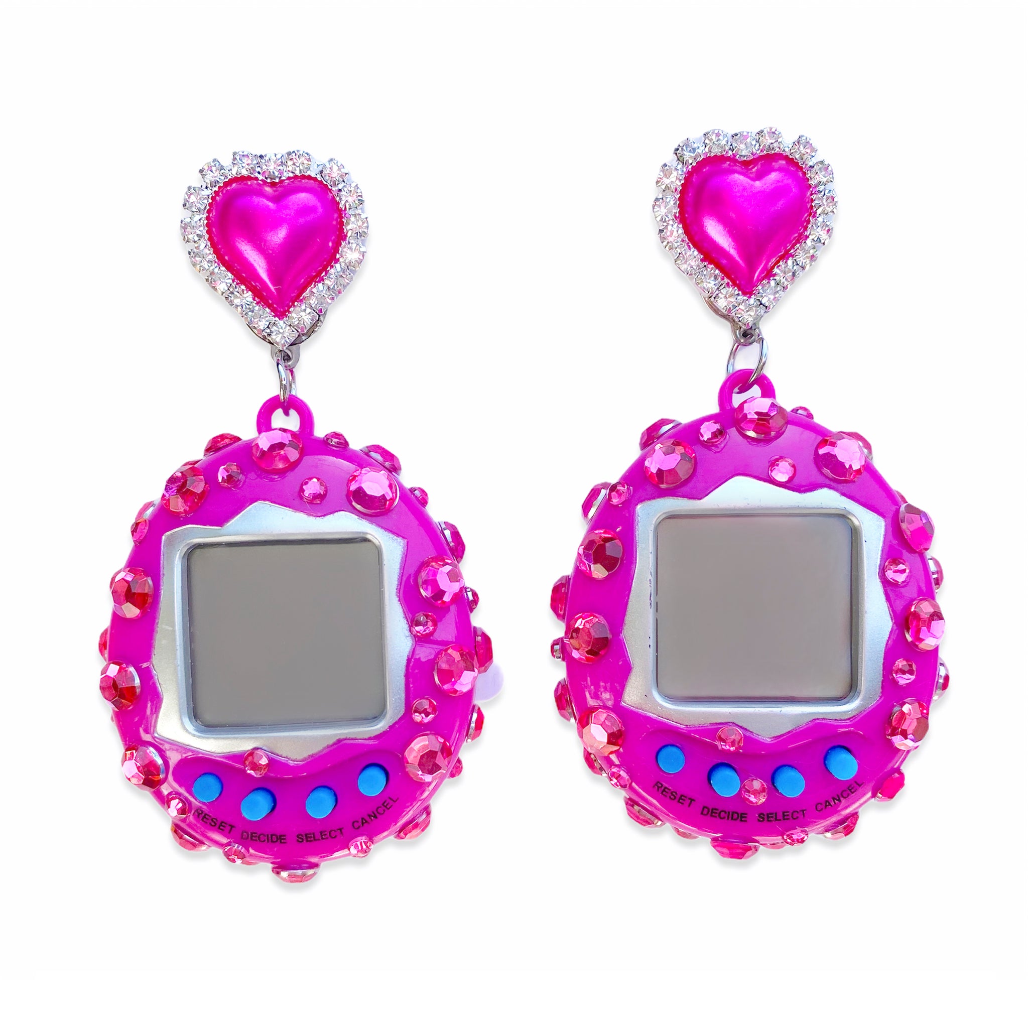 Pink Bedazzled Digital Pet Earrings