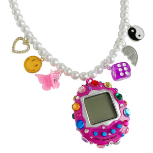 Bedazzled Cyber Pet Charm Necklace