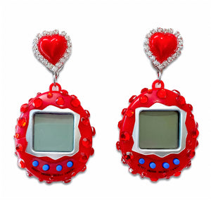 Red Bedazzled Digital Pet Earrings